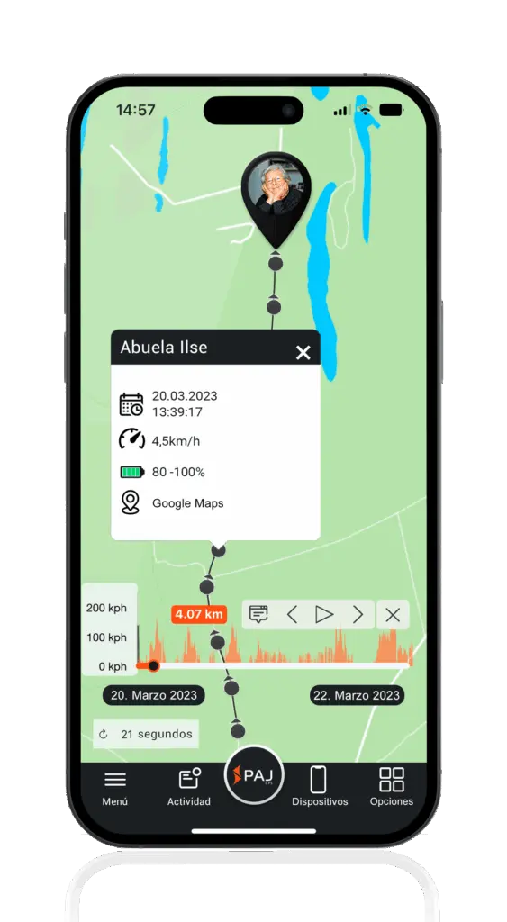 App Localizadores gps para personas mayores - Historial de rutas