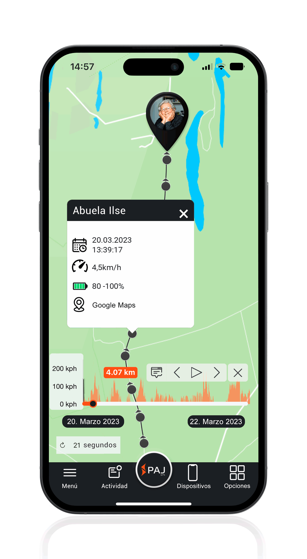 App Localizadores gps para personas mayores - Historial de rutas