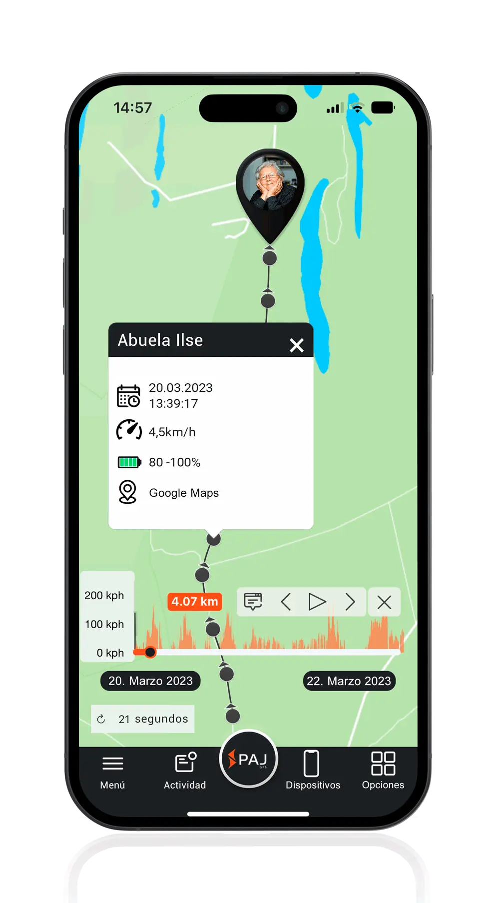 App Localizadores gps para personas mayores - Historial de rutas