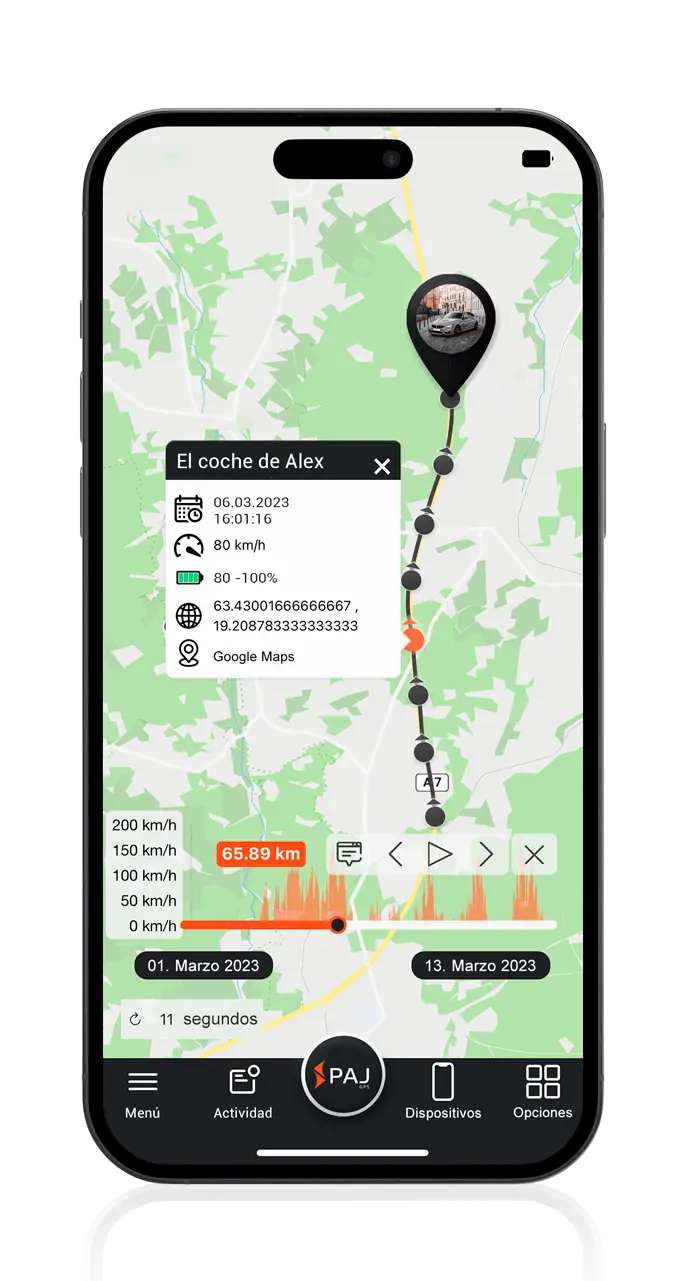 App Localizadores para coches Registro de rutas