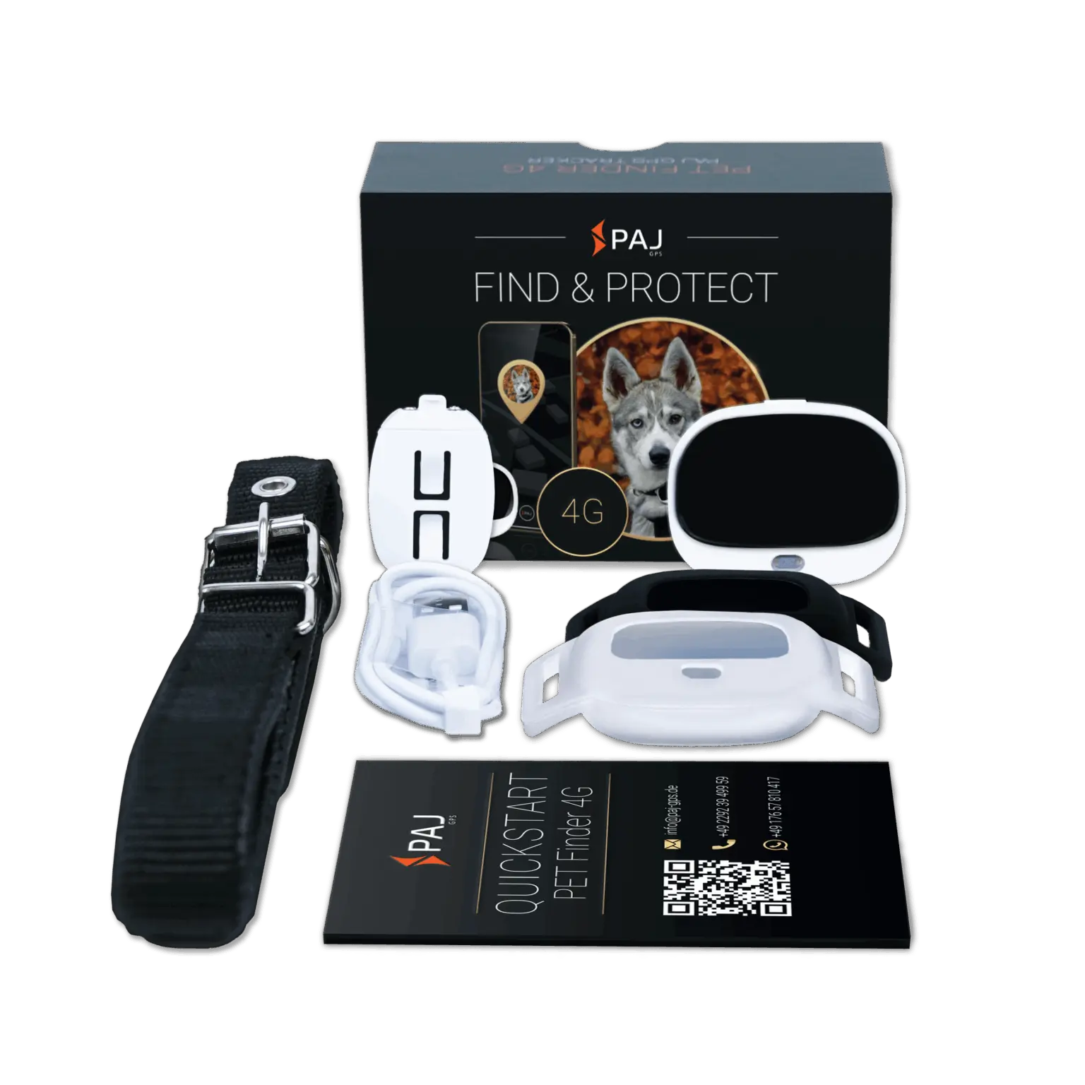 Volumen de suministro PET Finder 4G blanco PAJ GPS Tracker