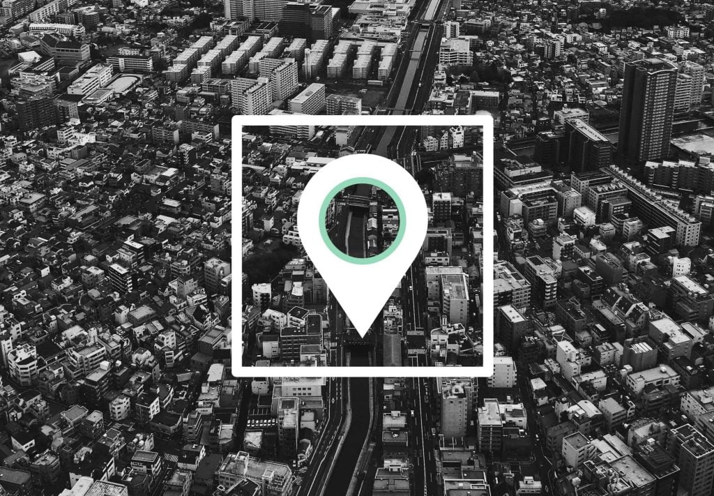 Mapa con icono de localización gps.