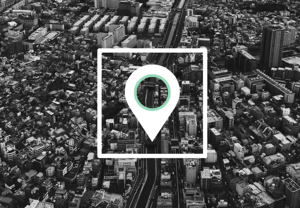 Mapa con icono de localización gps.