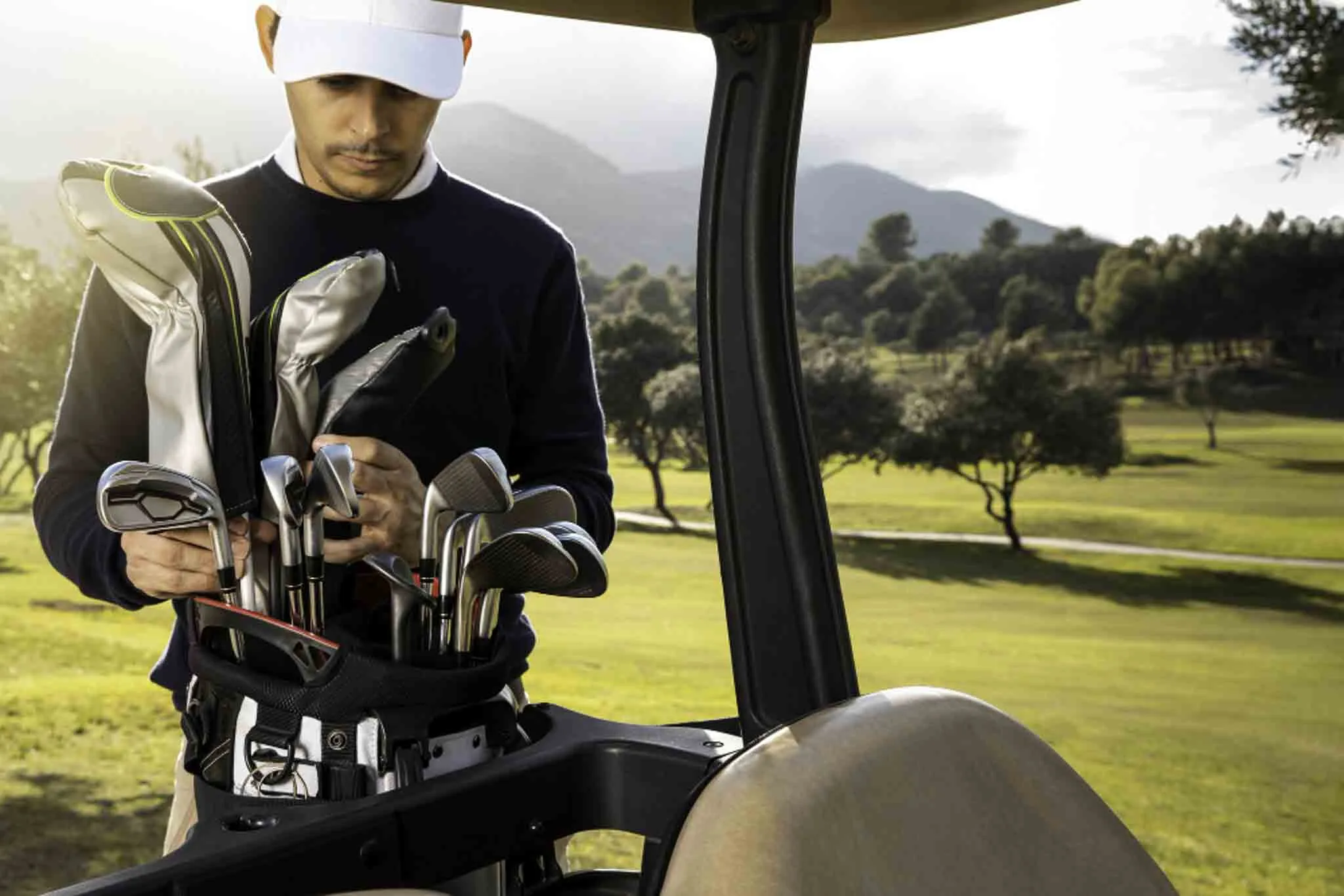 Carrito con palos de golf