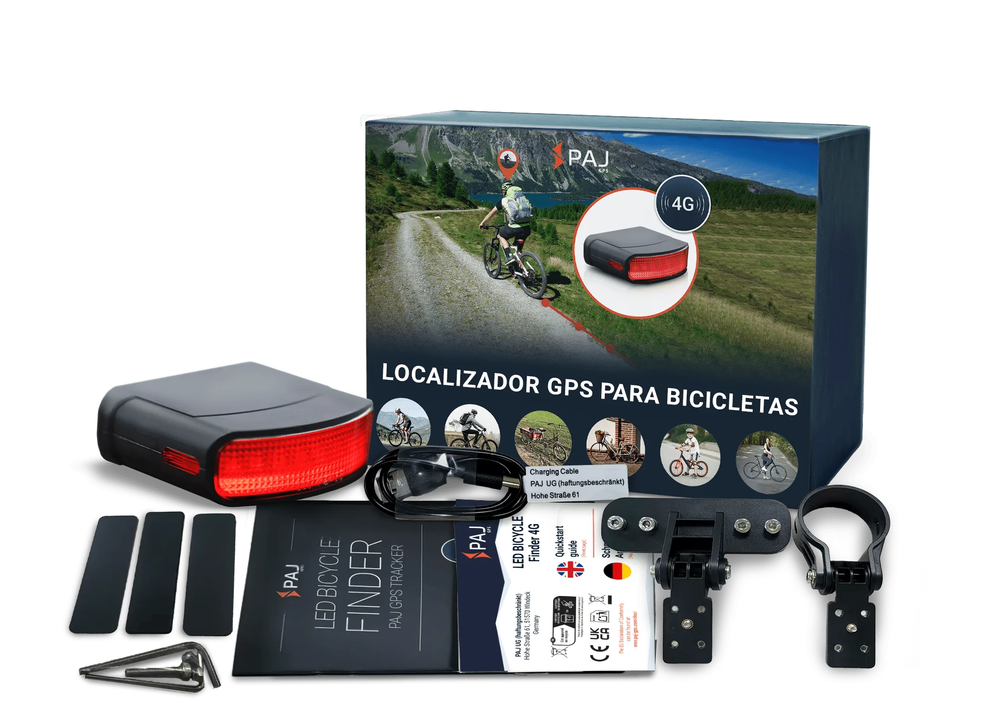 Contenido del paquete LED BICYCLE Finder 4G PAJ GPS