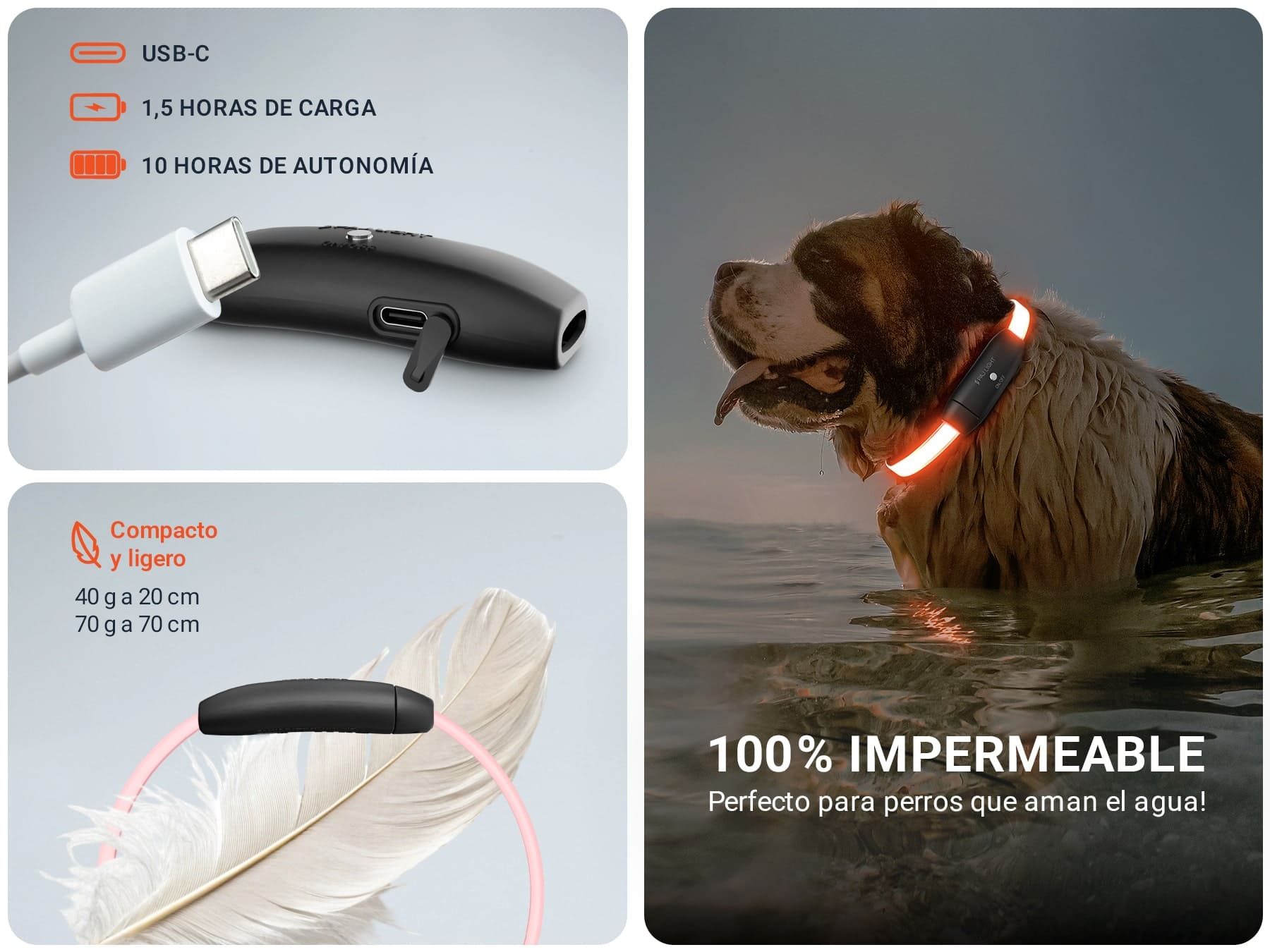 Datos tecnicos PAJ LIGHT negro LED collar para perros PAJ GPS