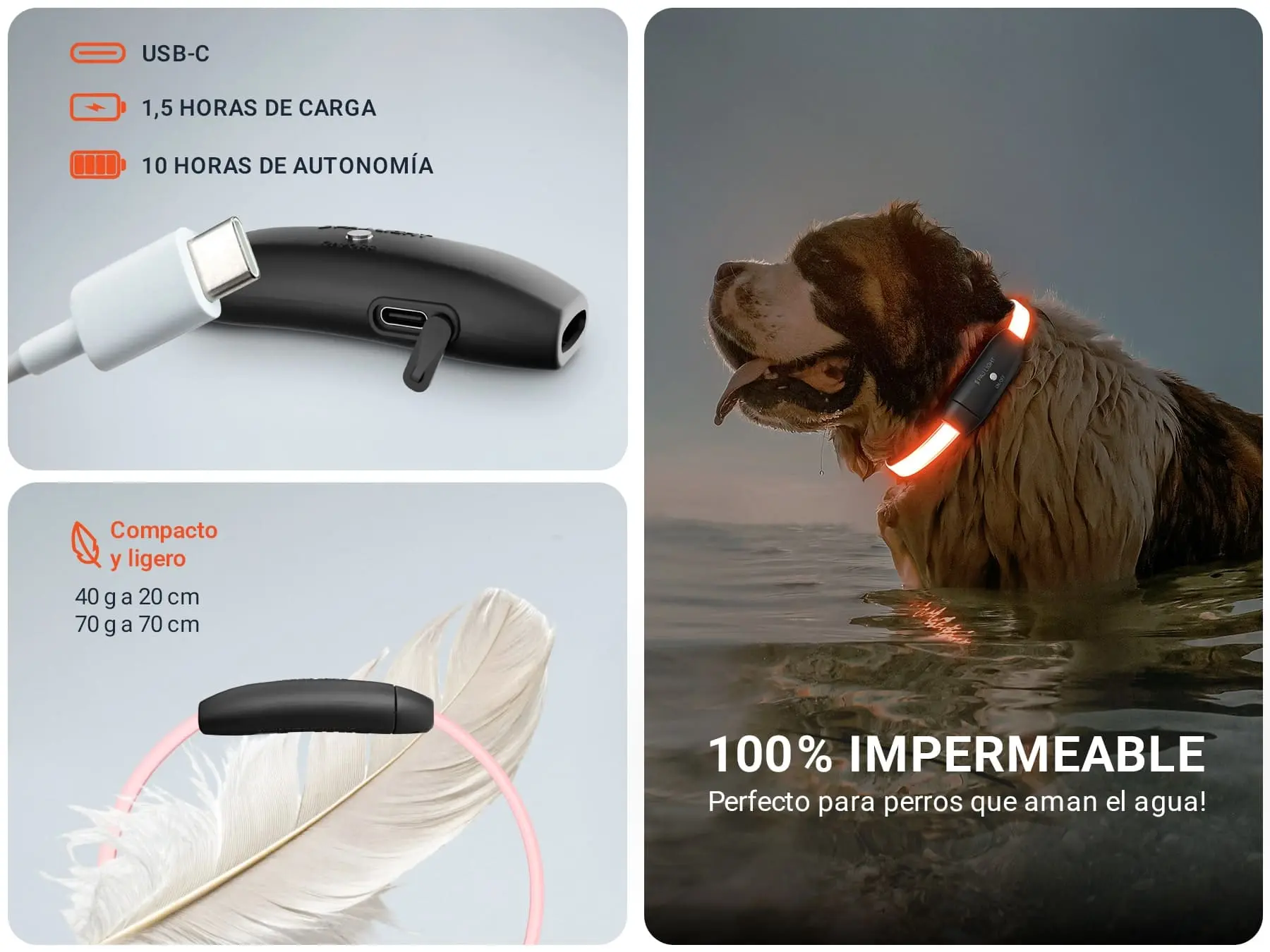 Datos tecnicos PAJ LIGHT negro LED collar para perros PAJ GPS