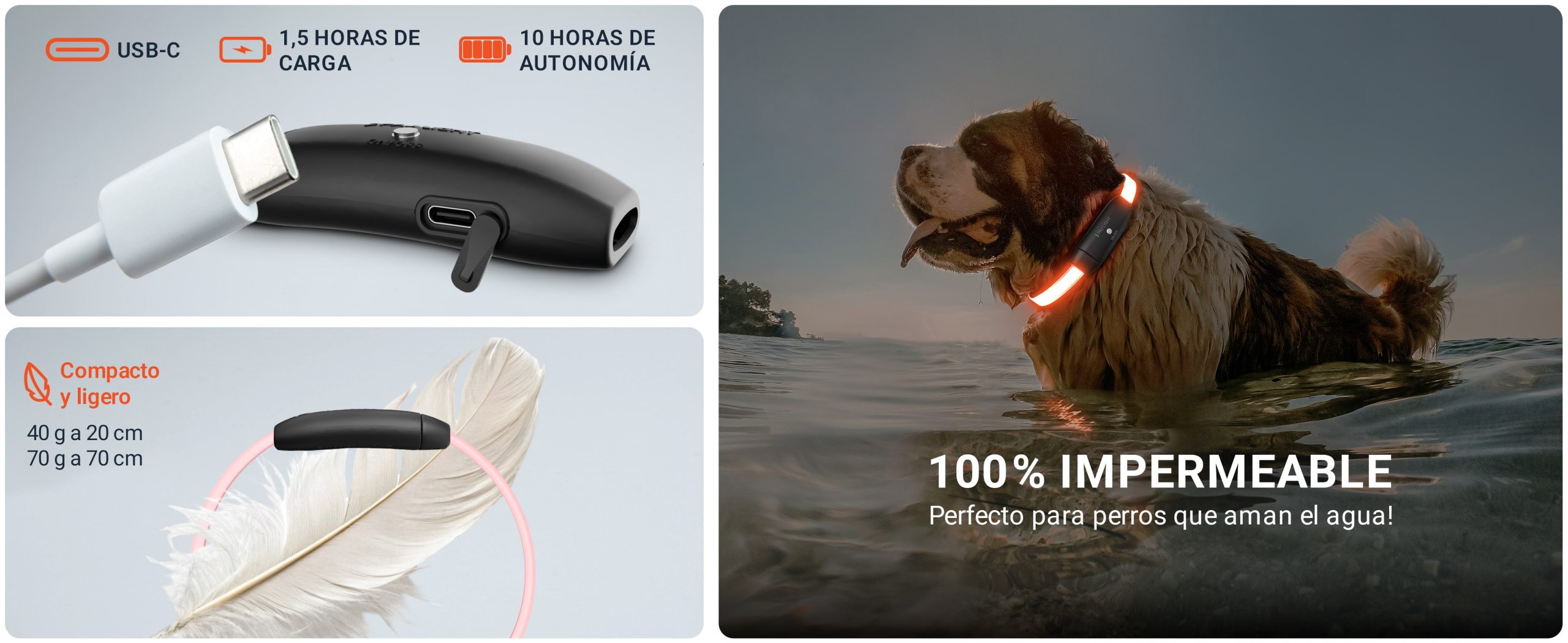 Datos tecnicos PAJ LIGHT negro LED collar para perros PAJ GPS