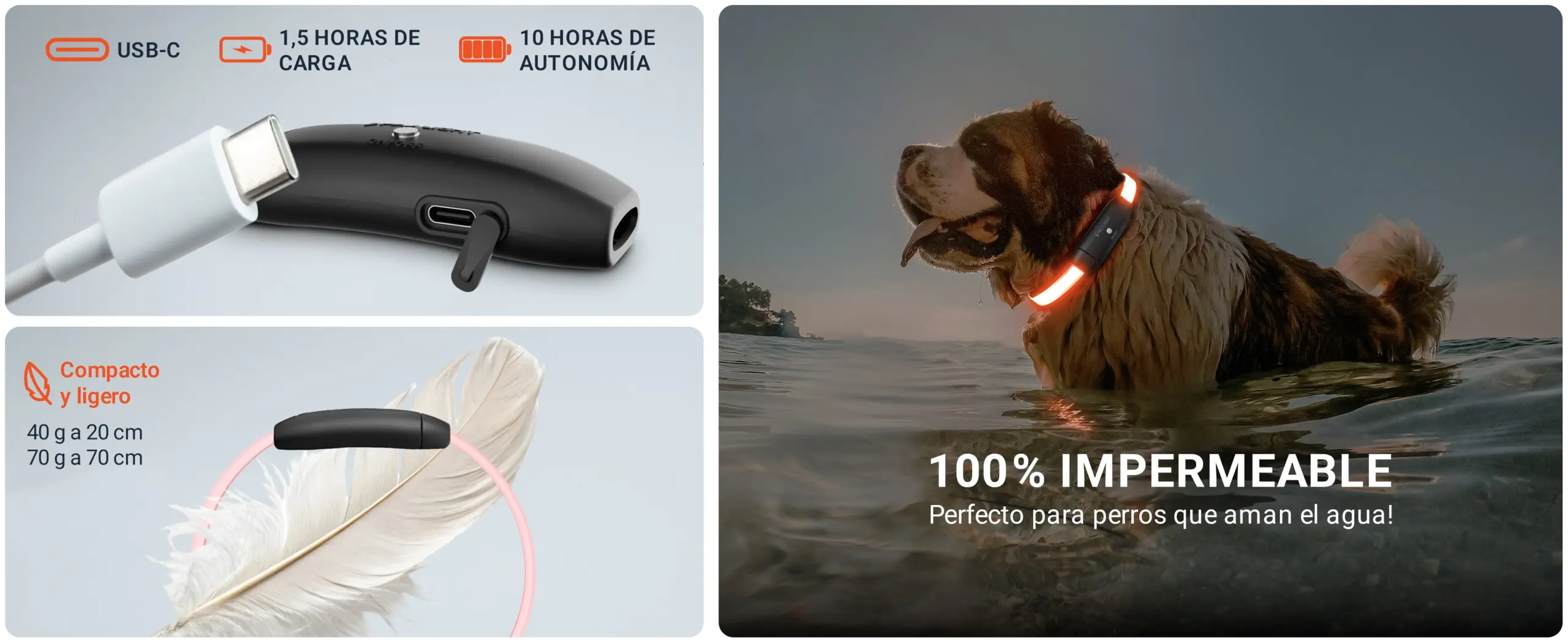 Datos tecnicos PAJ LIGHT negro LED collar para perros PAJ GPS