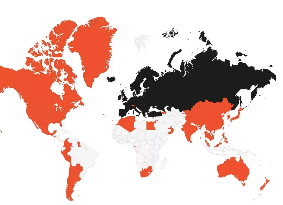 Mapa que indica los países en los que tienen cobertura los localizadores GPS PAJ