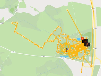 ubicación en vivo del gato mostrada en la app del portal Finder